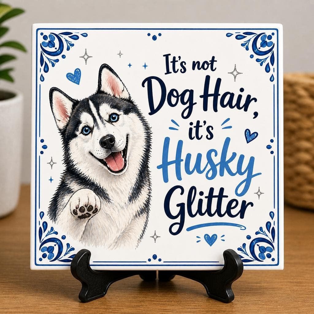 It’s not Dog Hair, it’s Husky Glitter tegel, Verzenden, Nieuw