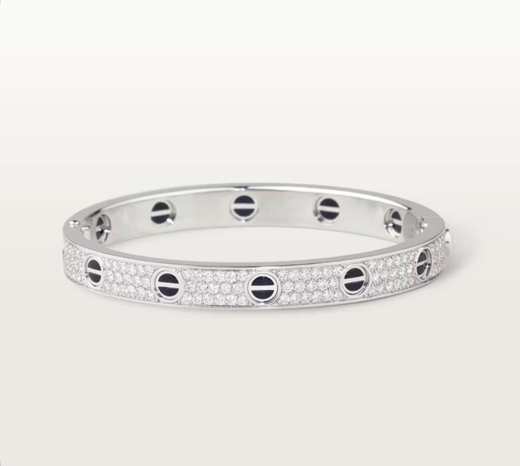 Cartier Love Armband Bracelet Diamant Pavé Ceramic maat 16, Ophalen of Verzenden, Zo goed als nieuw, Goud, Met edelsteen
