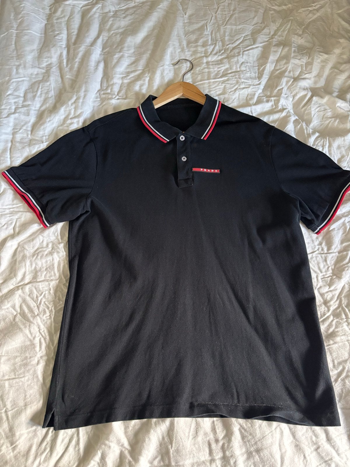 Prada Polo Shirt Zwart - Maat XXXL (valt als L), Kleding | Heren, Ophalen of Verzenden, Gedragen, Maat 52/54 (L), Zwart