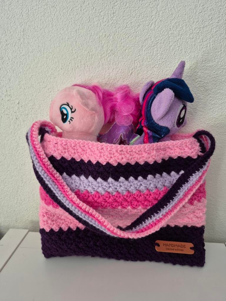Zelfgehaakt tasje & 2 My Little Pony knuffels, Ophalen of Verzenden, Nieuw