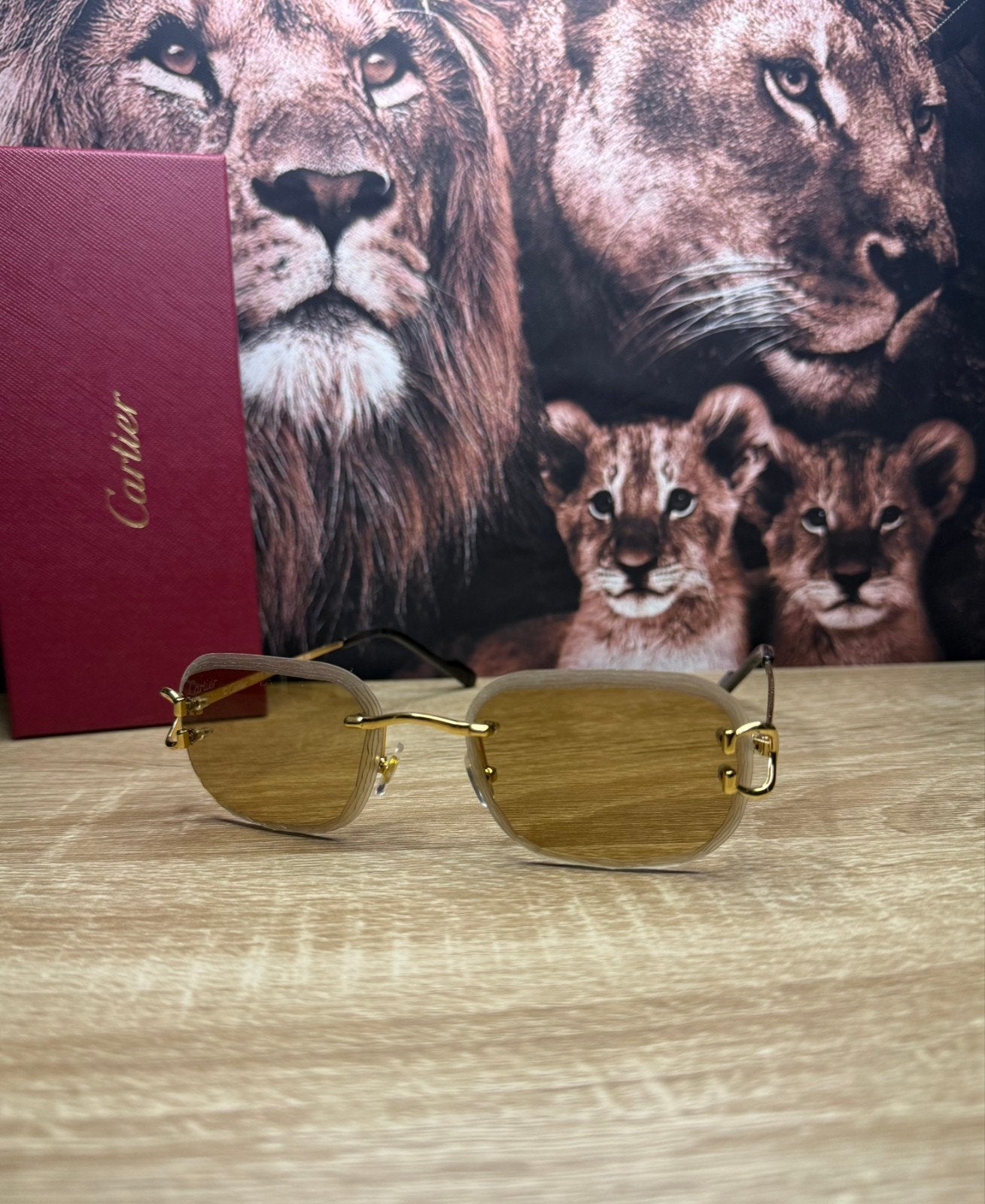 Cartier Diamond Cut Bruine Zonnebril, Ophalen of Verzenden, Nieuw, Overige merken