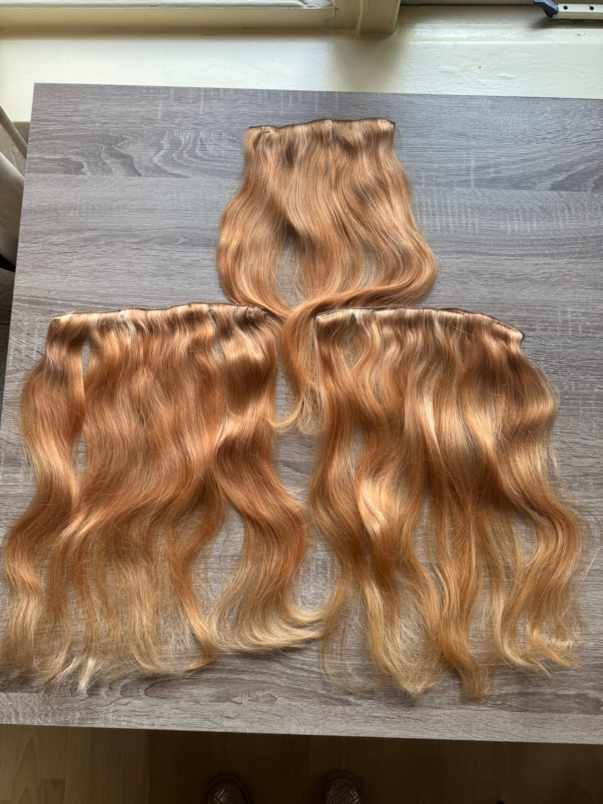 Clip-in extensions 100% human hair, Hair on Fleek 50 cm, Ophalen of Verzenden, Gebruikt, Pruik of Haarverlenging