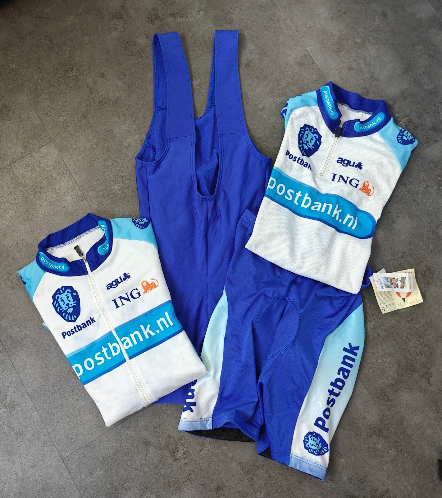 Complete Vintage AGU / Nalini Postbank Wielerset (4-delig), Heren, Zo goed als nieuw, XL, Bovenkleding