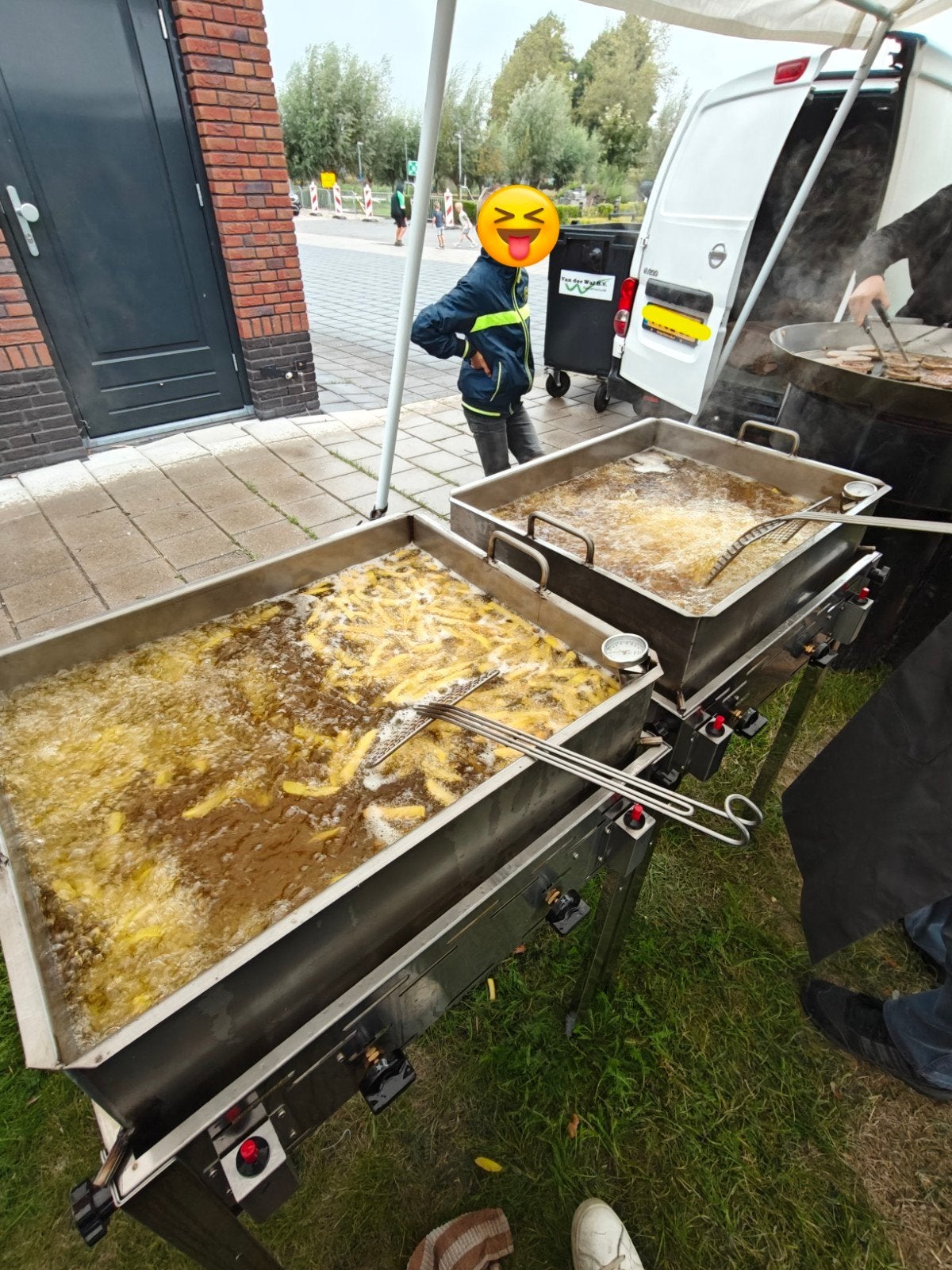 Professionele grote frietpan op gas, RVS, 4 liter of meer, Ophalen of Verzenden, Gebruikt
