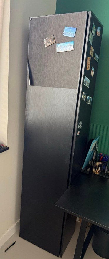 Hoge zwarte houten kast, Ophalen, Minder dan 50 cm, 150 tot 200 cm, 25 tot 50 cm