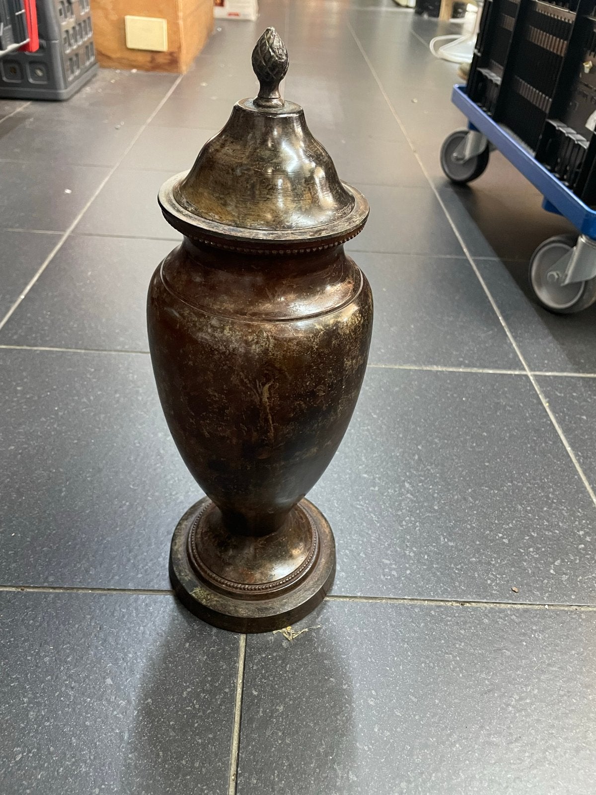 Antieke bronzen Indiase gemberpot met deksel (wd-30), Ophalen of Verzenden