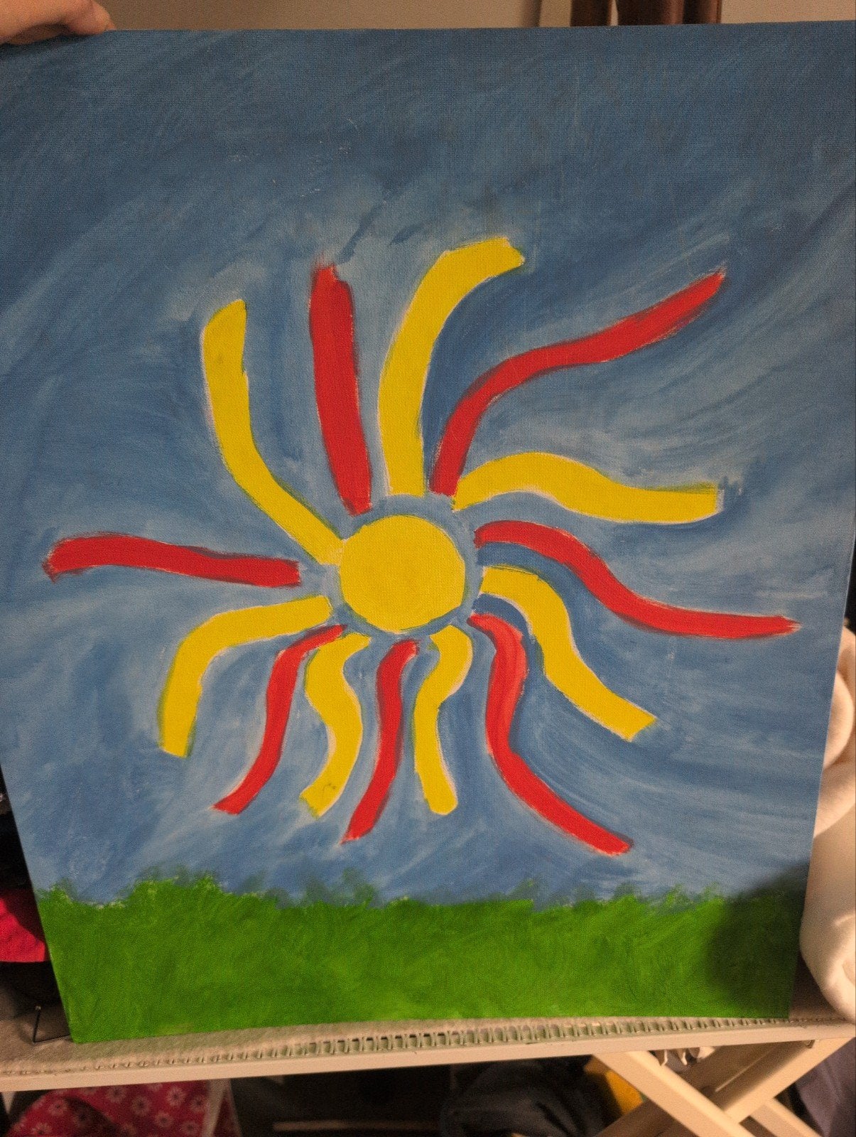 Schilderij met zon en gras, onbekende schilder, Ophalen