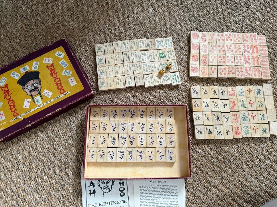 Antiek Mahjong Spel - Compleet majong, Een of twee spelers, Ophalen of Verzenden, Zo goed als nieuw