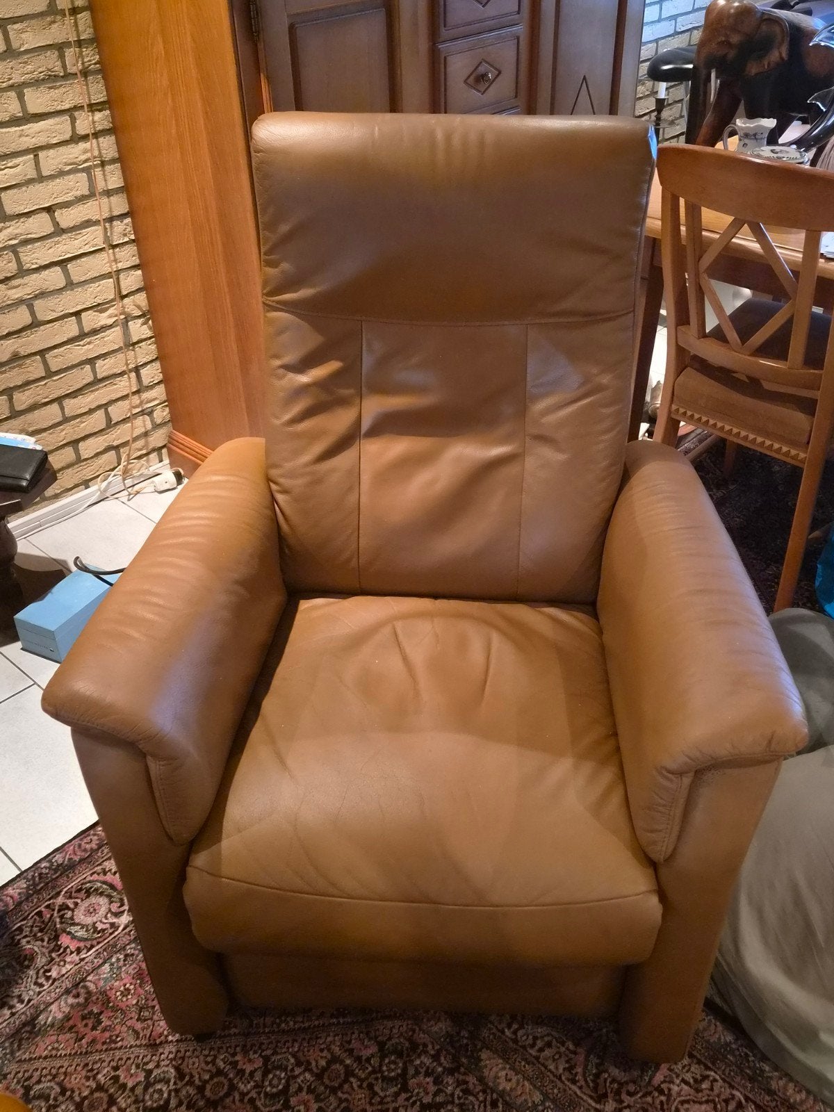 Sta-op stoel cognac kleurig leder, Ophalen, Gebruikt, Leer, Modern