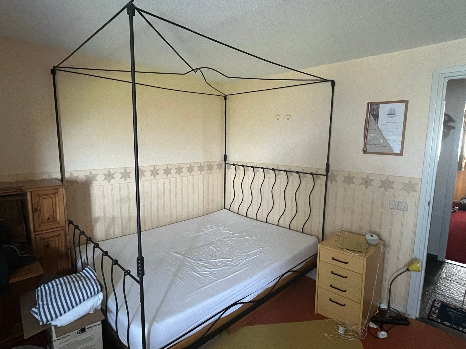 Hemelbed Linea Ferrea SNEL OPHALEN- Zwart metaal, 160x210 cm, Huis en Inrichting, Ophalen, Gebruikt, Zwart, Tweepersoons