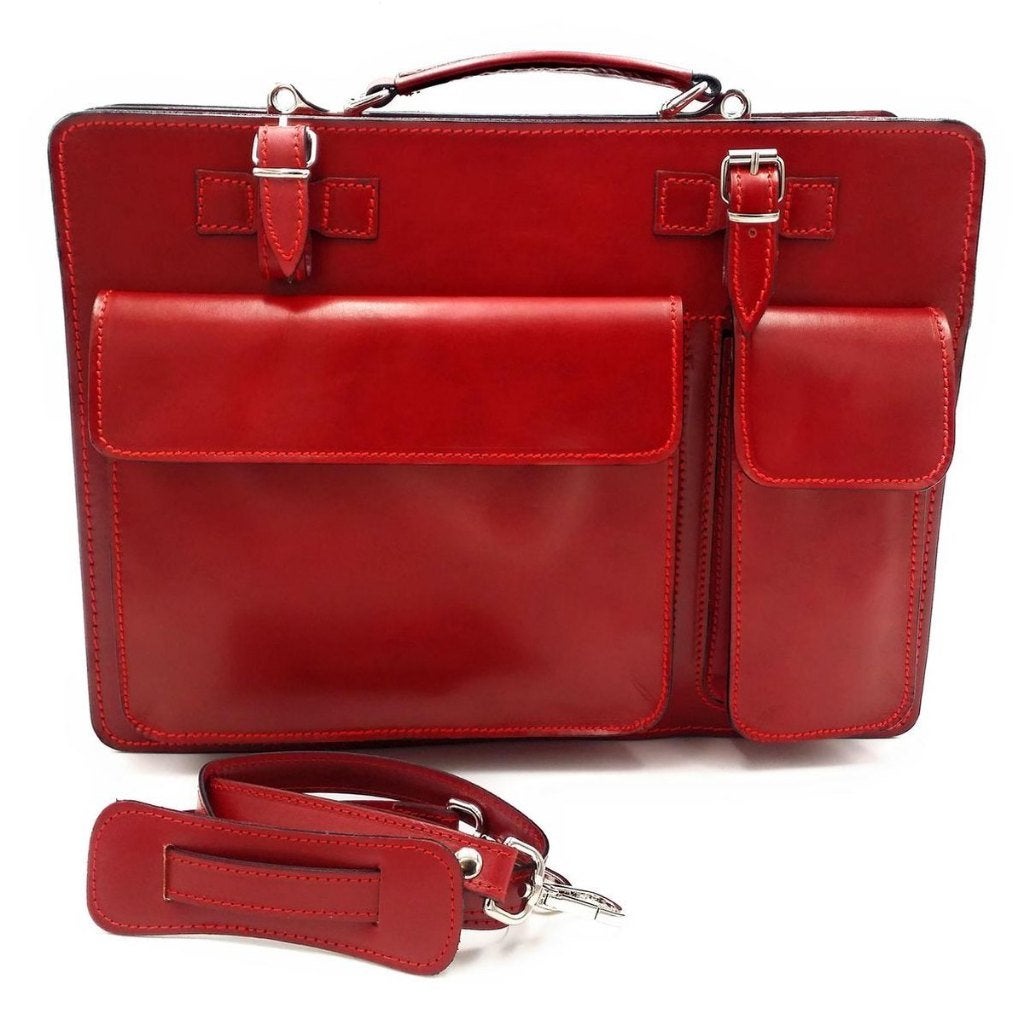 Aktetas Leren Laptoptas Schooltas Echtleer Rood, Duitsland, Aktetas of Boekentas, Nieuw, Ophalen of Verzenden