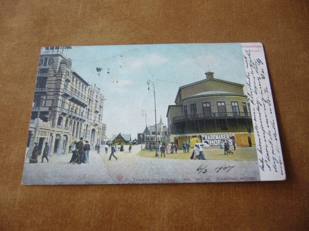 SCHEVENINGEN  =  BOULEVARD   BRIEFKAART  1907, Verzamelen, Ophalen of Verzenden, Voor 1920, Gelopen, Zuid-Holland
