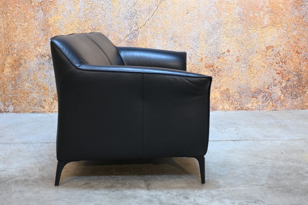 ZGANieuw! fraaie zwarte leren Leolux Mayon design bank, Leolux, Leolux, 75 tot 100 cm, Ophalen of Verzenden