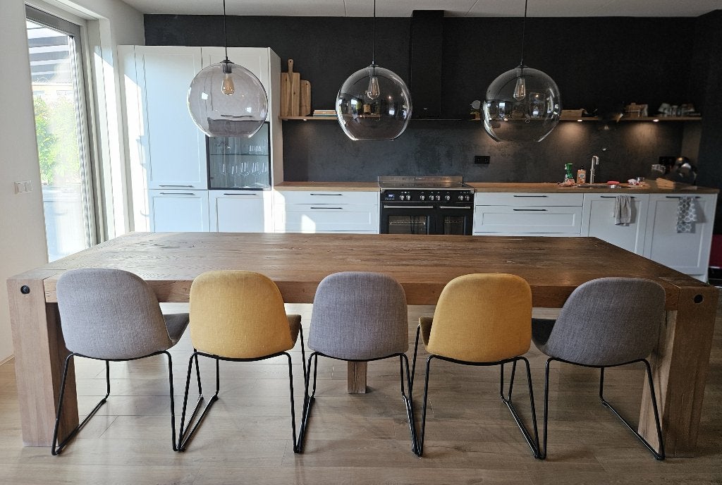 XXL Eiken Eettafel 300x110 cm | Goossens | 8-10 personen, Ophalen, 100 tot 150 cm, Eikenhout, 200 cm of meer