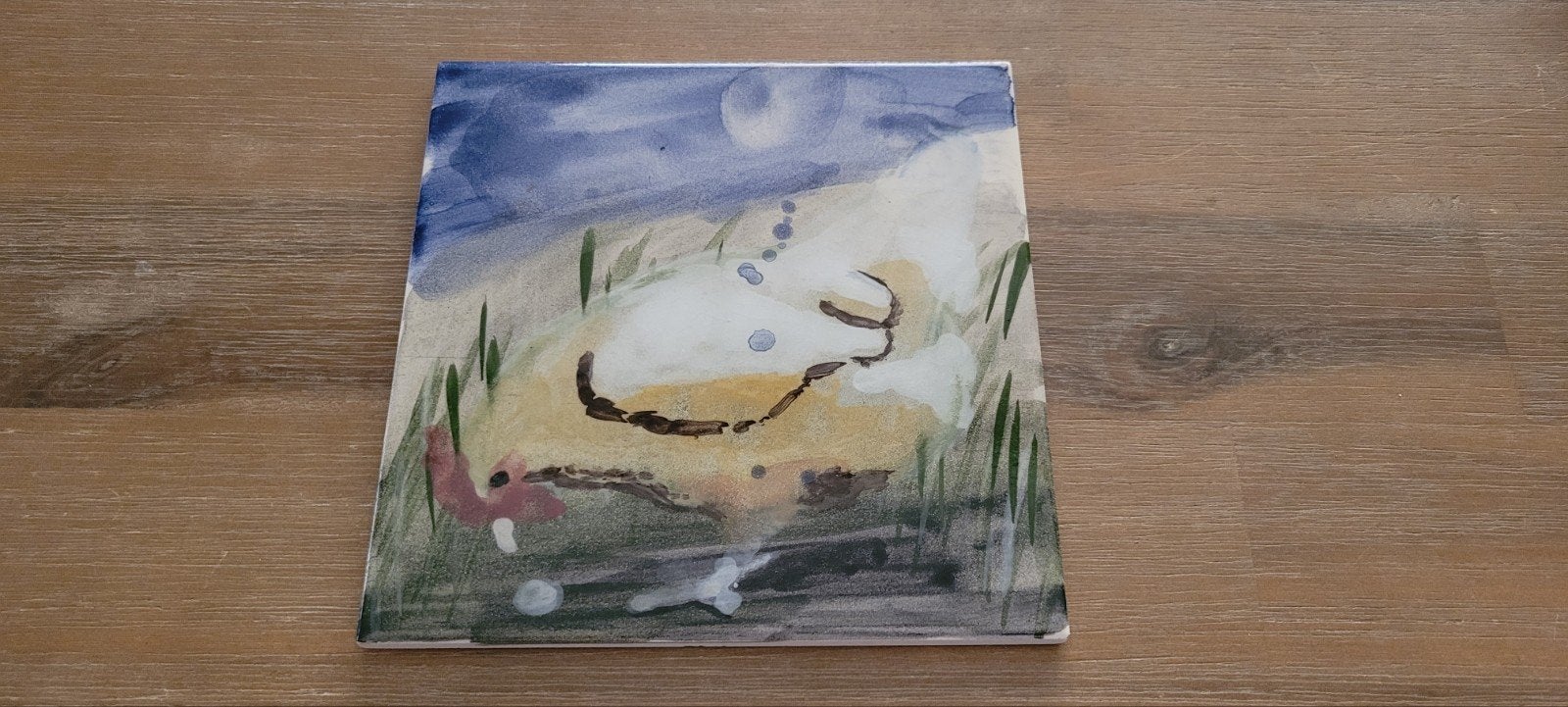 Tegel met kip naar ontwerp van " Leon Tebbe " kunstschilder, Ophalen of Verzenden