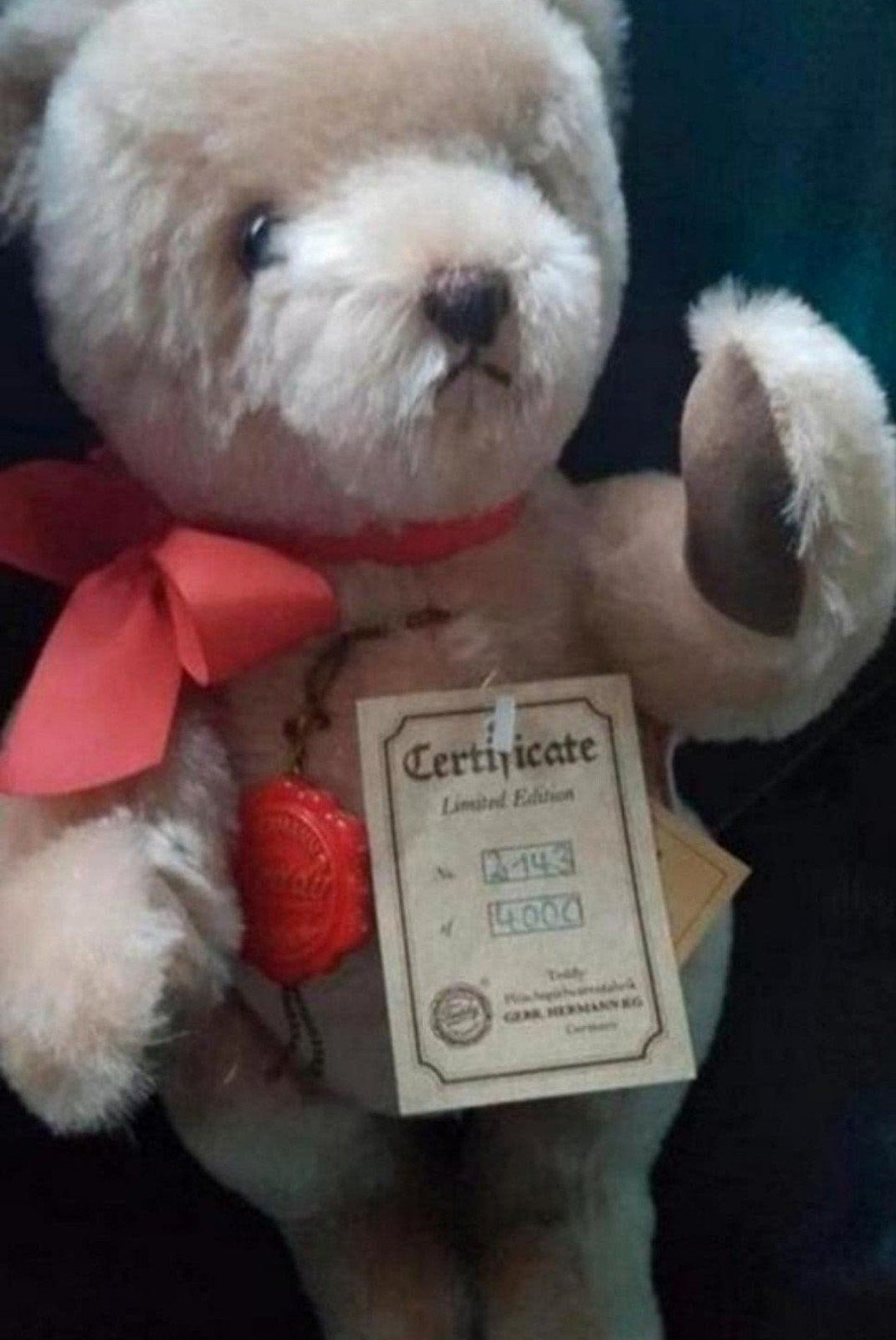 Vintage Jaren '60 Hermann Teddybeer met Certificaat, Ophalen of Verzenden, Zo goed als nieuw, Stoffen beer, Overige merken