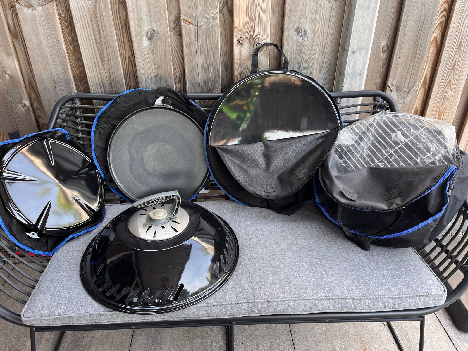 Cadac Eazi Chef onderdelen: Deflector, Grill, Skottel, Plaat, Ophalen, Gebruikt
