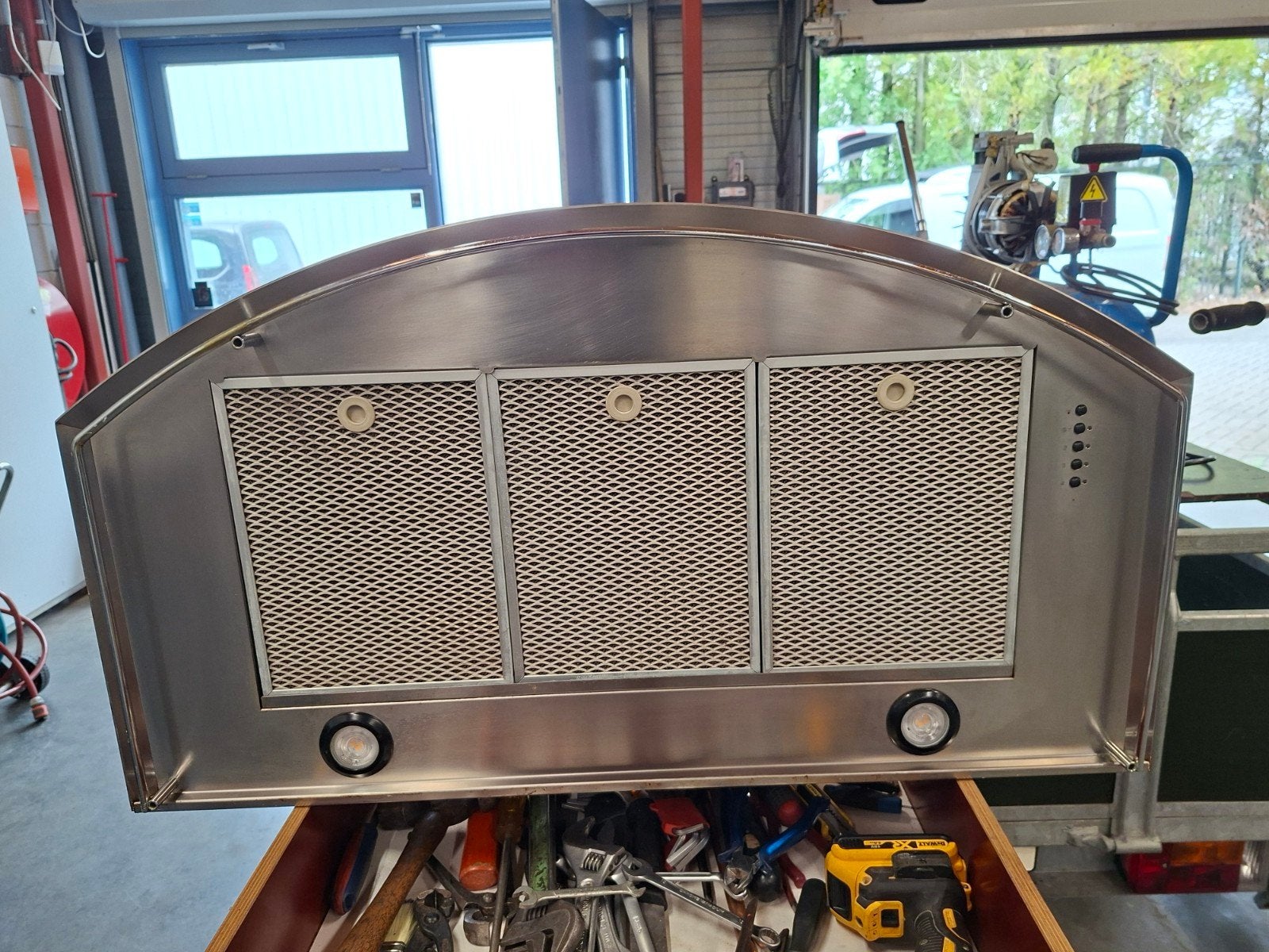 atag rvs afzuigkap 90cm breed 50cm diep, Witgoed en Apparatuur, Afzuigkappen, Ophalen, Zo goed als nieuw, Wandschouwkap, Motor