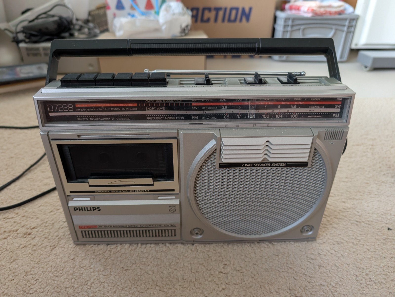 Philips D7228 Vintage Radio Cassette Recorder, Ophalen of Verzenden, Gebruikt, Radio