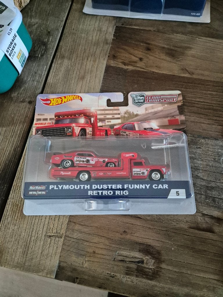Hot Wheels team Plymouth Duster Funny Car & Retro Rig, Ophalen of Verzenden, Nieuw, Auto