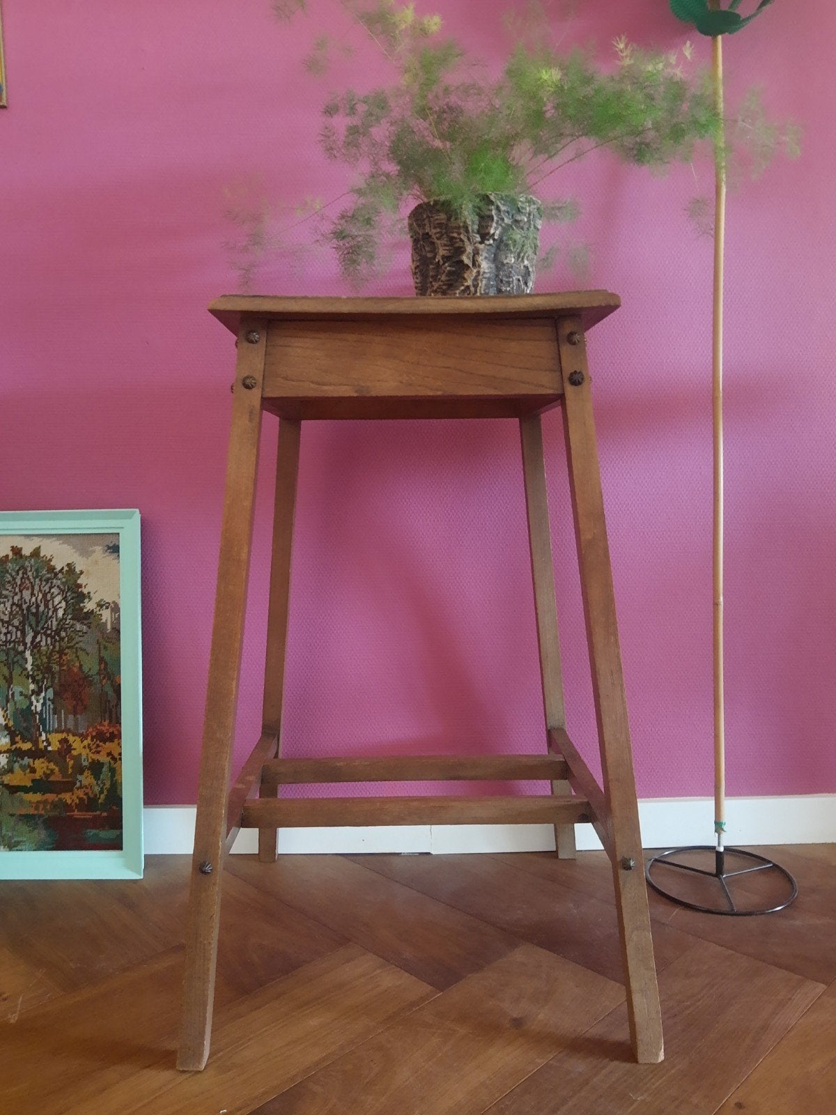 Antieke 74 cm Art Deco Amsterdamse School plantentafel zuil, Ophalen of Verzenden