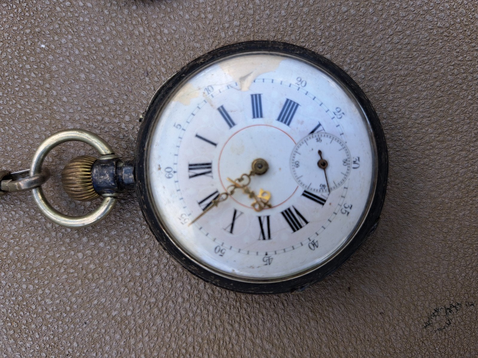 Antiek zilveren zakhorloge met ketting en bloemmotief, Sieraden, Tassen en Uiterlijk, Antieke sieraden, Ophalen of Verzenden, Zilver