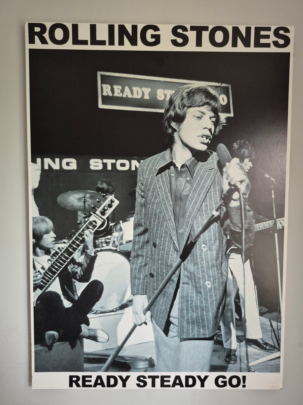 Poster zwartwit Rolling Stones Ready Steady Go!, Verzamelen, Posters, Gebruikt, A1 t/m A3, Ophalen