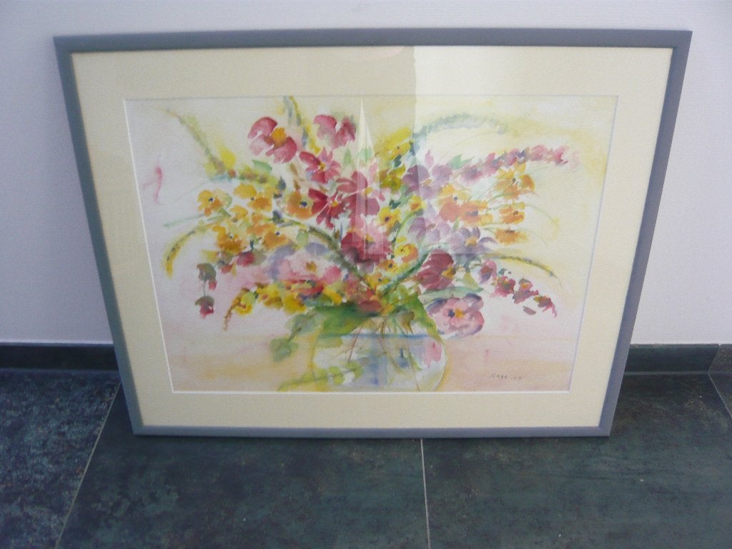 stilleven ; bloemen pastel, Antiek en Kunst, Kunst | Schilderijen | Klassiek, Realistisch, Origineel werk, Aquarel, Ophalen