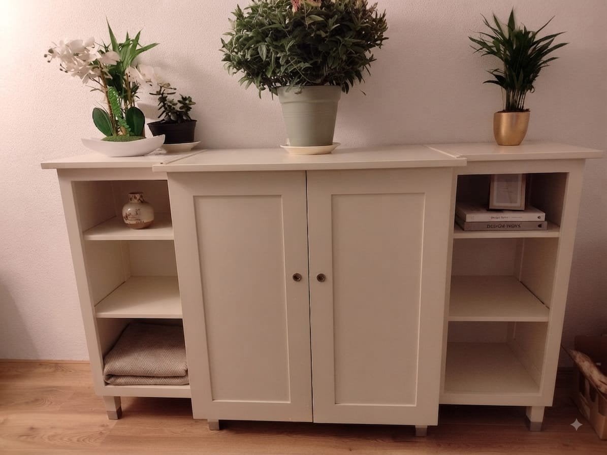 Stylish White Storage Cabinet / Sideboard, Ophalen, Zo goed als nieuw, 25 tot 50 cm
