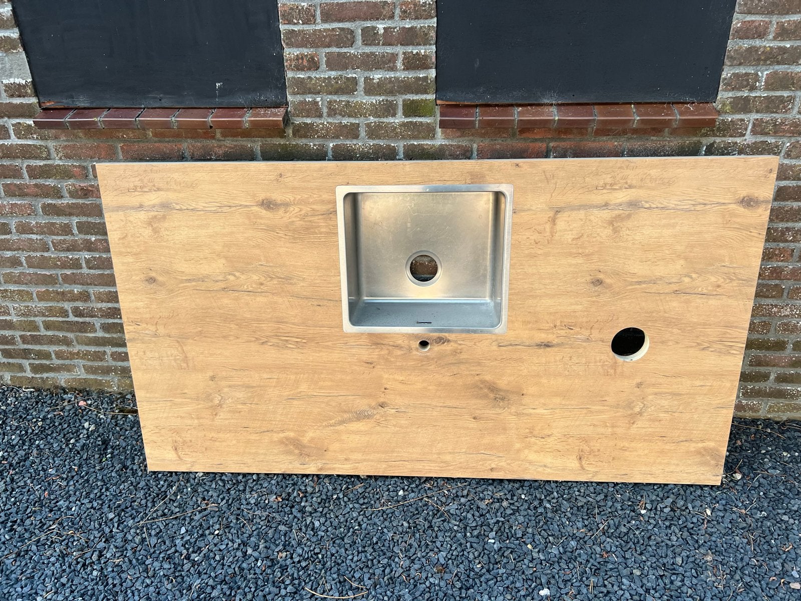 Keukenblad met spoelbak - Houtlook 180/100, Ophalen, Gebruikt, Bruin, Overige typen