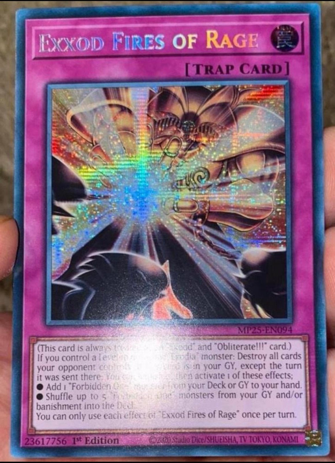 Yu-Gi-Oh! Exxod Fires of Rage MP25 1st Starlight Rare !, Ophalen of Verzenden, Zo goed als nieuw, Losse kaart, Foil