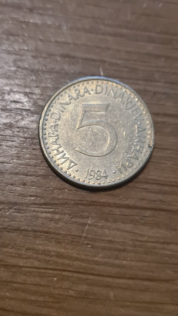 Joegoslavië - 5 Dinar 1984, Verzenden, Joegoslavië, Losse munt