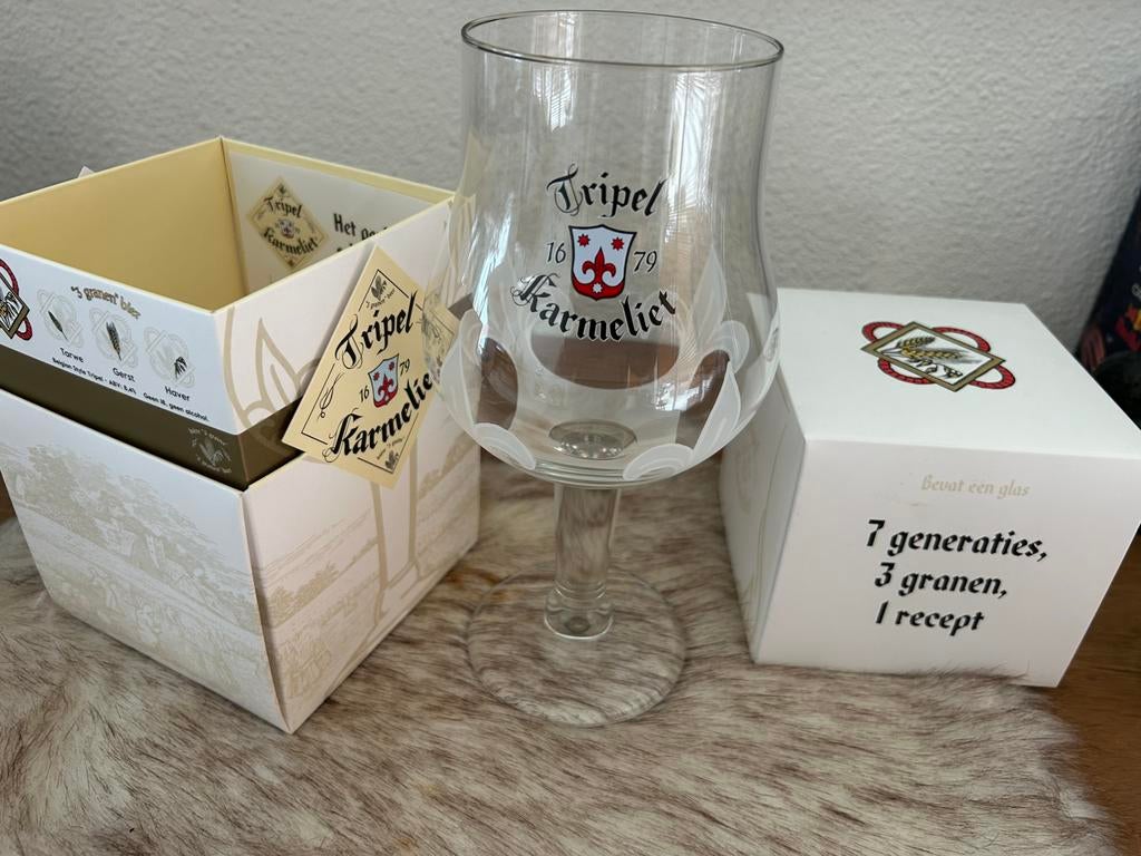 NIEUW Tripel Karmeliet Bier glas luxe bierglas in doos AKTIE, Ophalen of Verzenden, Nieuw, Bierglas