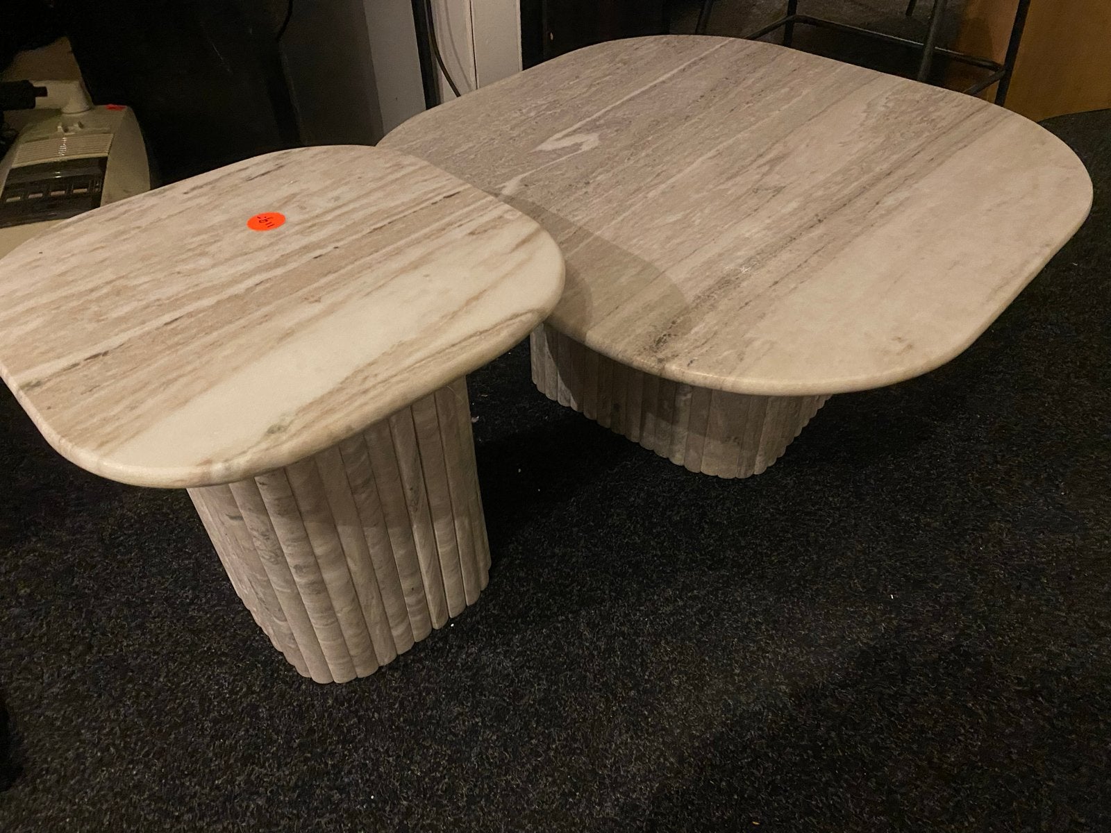 Tafel set Dorique marmer wit grijs 80x80 en 45x45, Huis en Inrichting, Ophalen, Overige materialen, 50 tot 100 cm, C