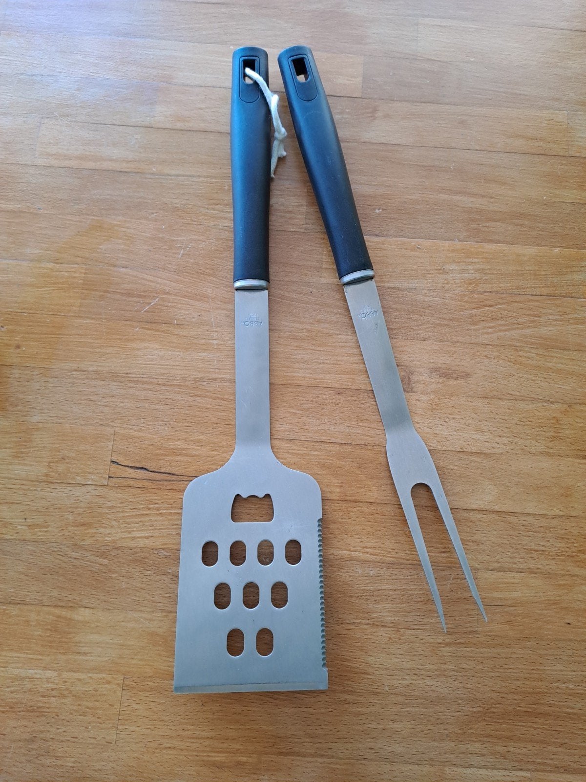 RVS BBQ spatel en vleesvork., Ophalen of Verzenden, Zo goed als nieuw