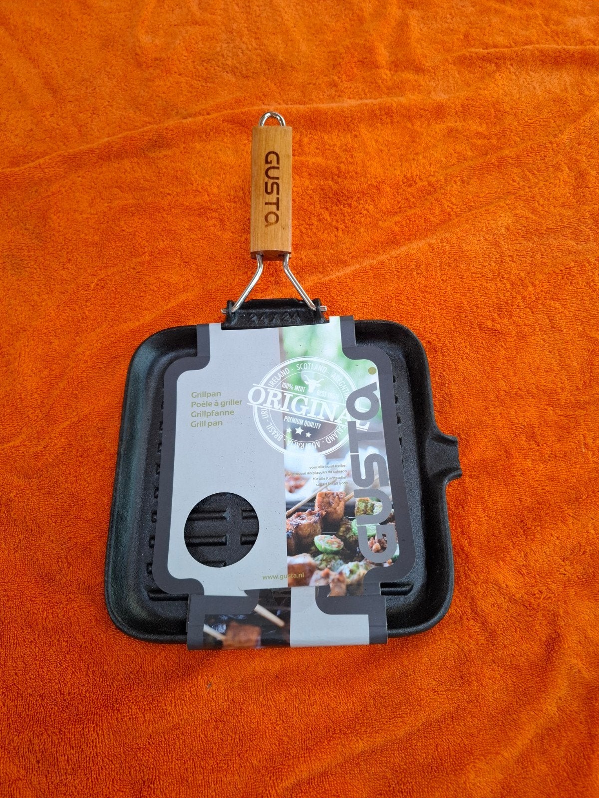 Nieuwe Gusta Gietijzeren Grillpan met Inklapbaar heft, Ophalen of Verzenden, Nieuw, Gietijzer