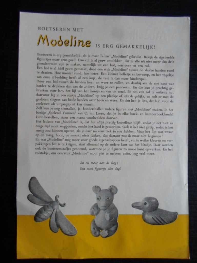 Folder Talens, Modeline boetseerklei, Boeken, Ophalen of Verzenden, Gelezen