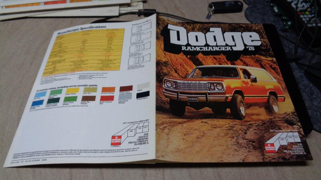USA  Folder  DODGE  RAMCHARGER   1978, Verzenden, Nieuw, Overige merken