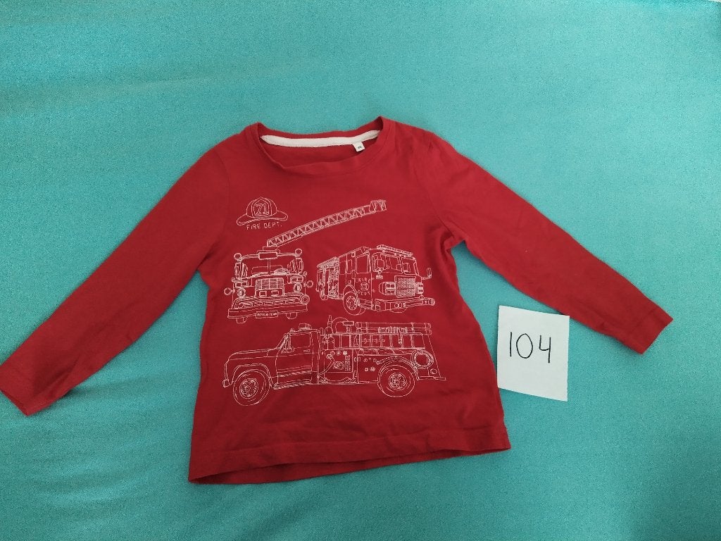 shirt brandweer - maat 104, Kinderen en Baby's, Ophalen of Verzenden, Gebruikt, Jongen, Shirt of Longsleeve
