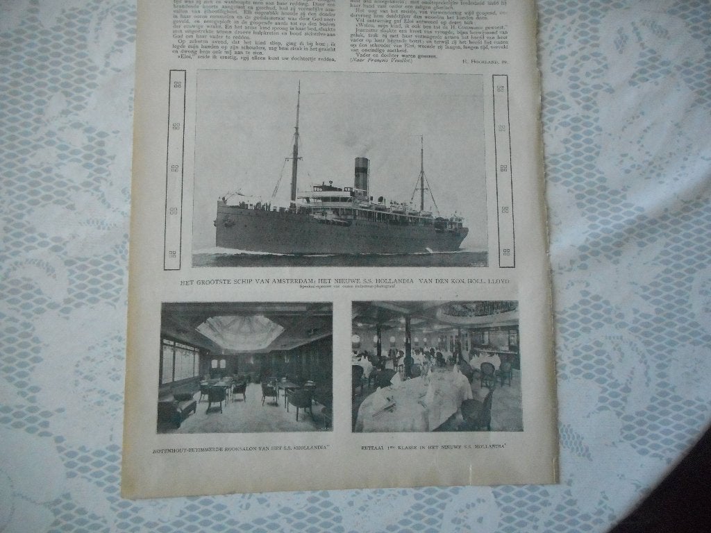 Kon. Holl. Lloyd. S.S. Hollandia. 1909., Verzamelen, Ophalen of Verzenden, Gebruikt, Kaart, Foto of Prent