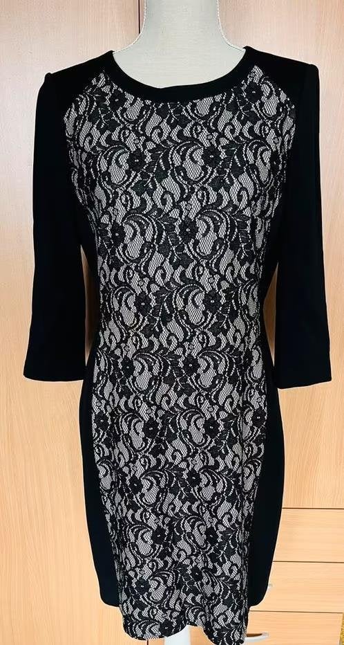 Gerry Weber jurk zwart/beige maat 42[v], Kleding | Dames, Jurken, Zo goed als nieuw, Maat 42/44 (L), Zwart, Knielengte, Ophalen of Verzenden