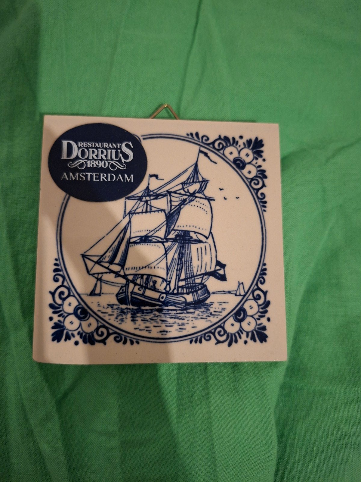 Delfts Blauw Tegeltje Restaurant Dorrius Amsterdam, Ophalen of Verzenden