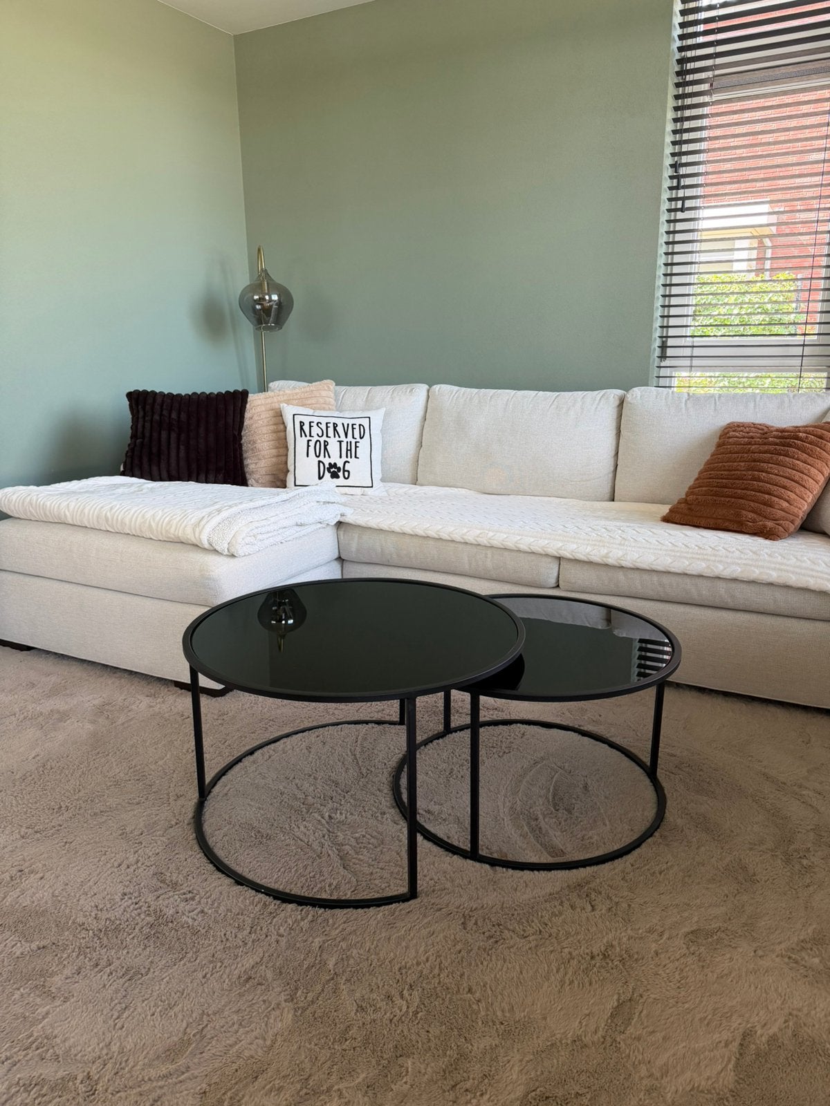 Zwarte ronde salontafelset – 2 tafels, Ophalen, 50 tot 100 cm, Rond, Glas