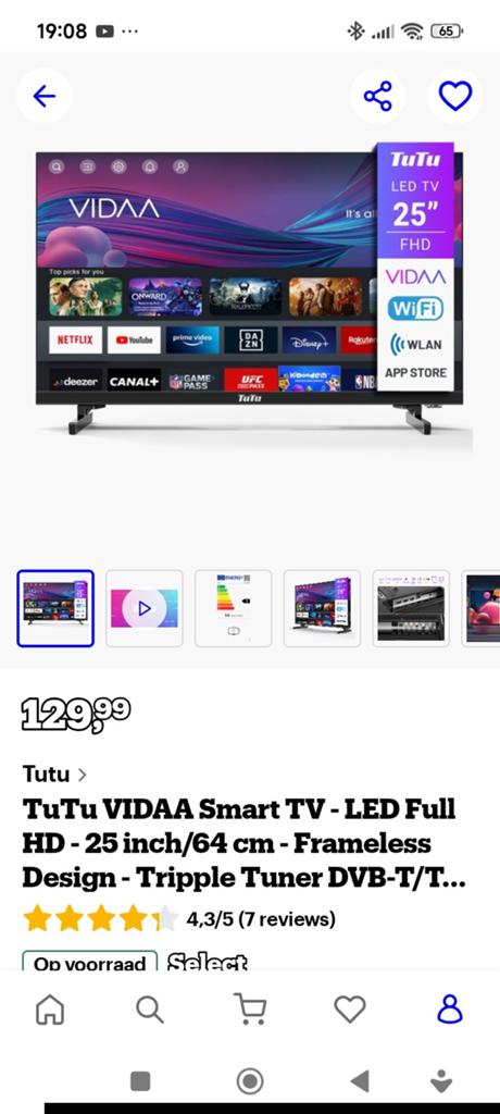 TuTu vidaa Smart tv  25 inch, Audio, Tv en Foto, Televisies, 50 Hz, Zo goed als nieuw, 60 tot 80 cm, Ophalen