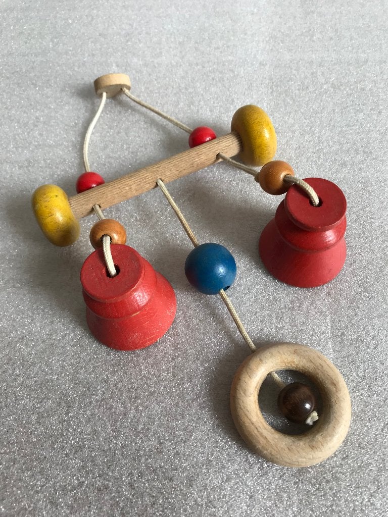 Oud Baby Mobiel Wieg Speelgoed Hout 1940-1950, Ophalen of Verzenden
