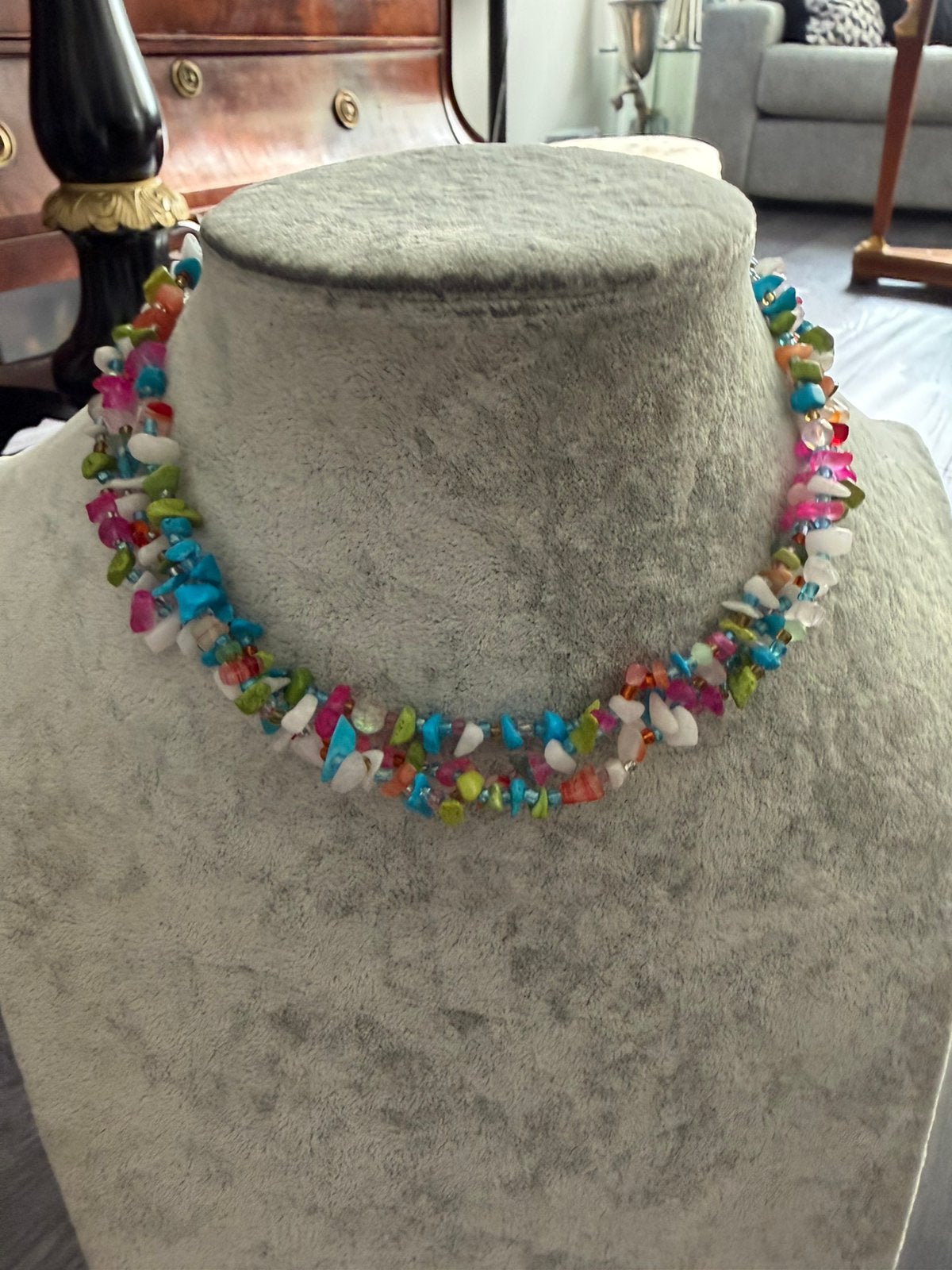 Partij 4 stuks multi colour kettingen 37/2, Ophalen of Verzenden, Nieuw, Overige kleuren, Overige materialen