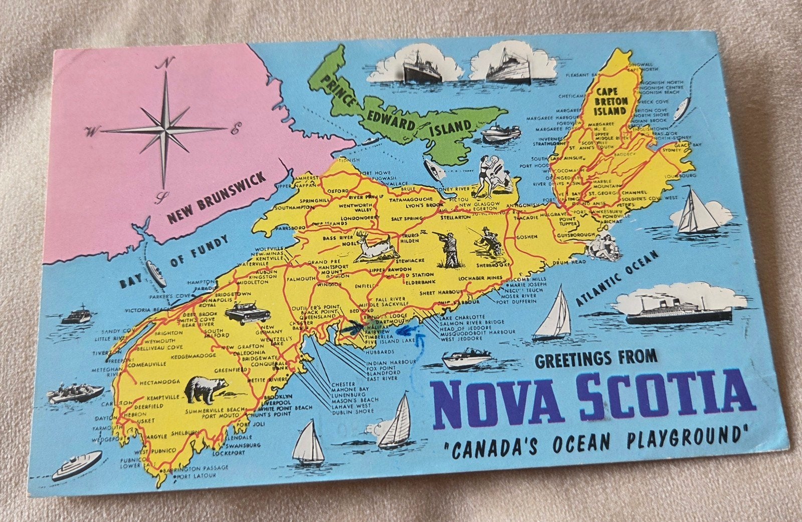 Vintage Canadese Ansichtkaart - Nova Scotia Kaart, Verzenden, 1960 tot 1980, Gelopen, Buiten Europa