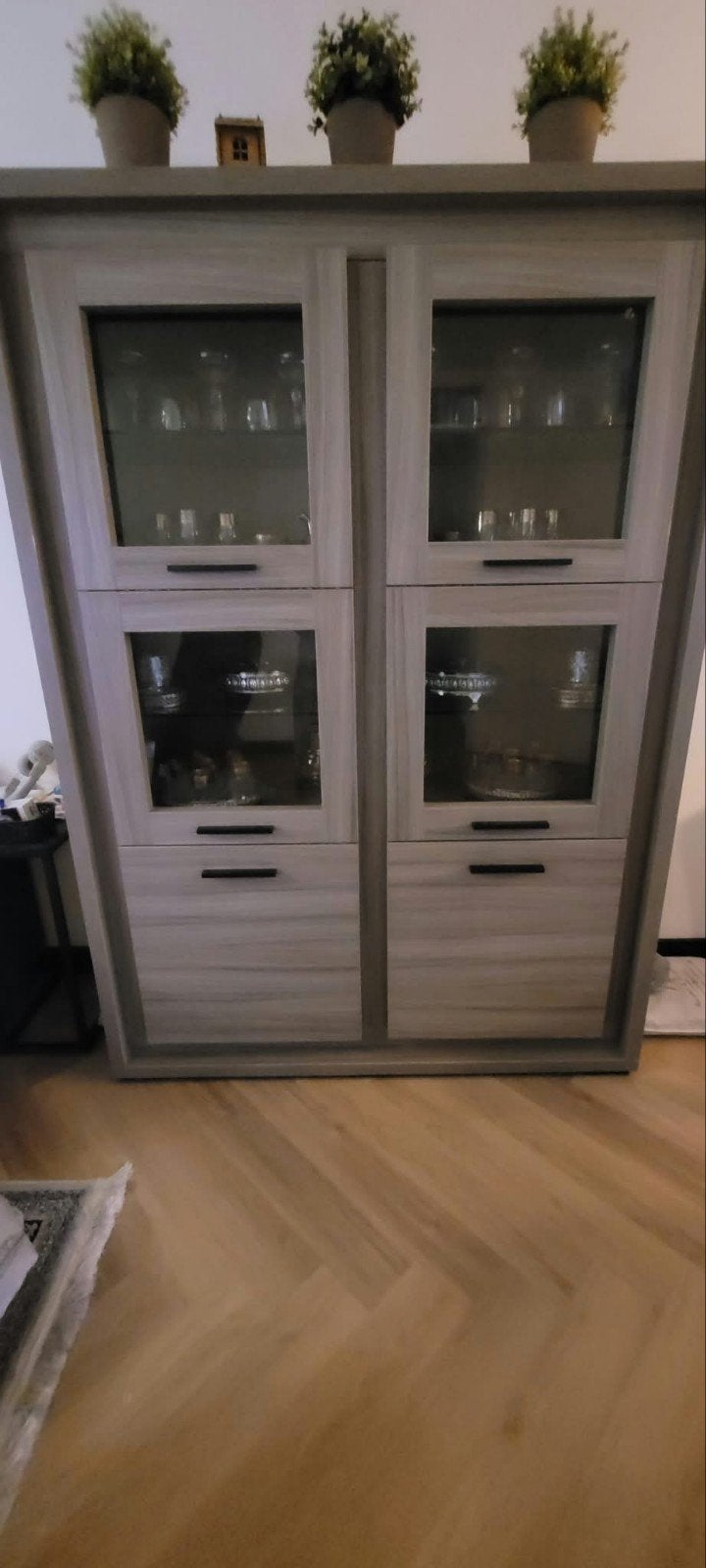 Vitrinekast/Buffetkast + Tafel+ Tafel en 6 stoelen + dress, Ophalen, Gebruikt, 50 tot 100 cm, 150 tot 200 cm