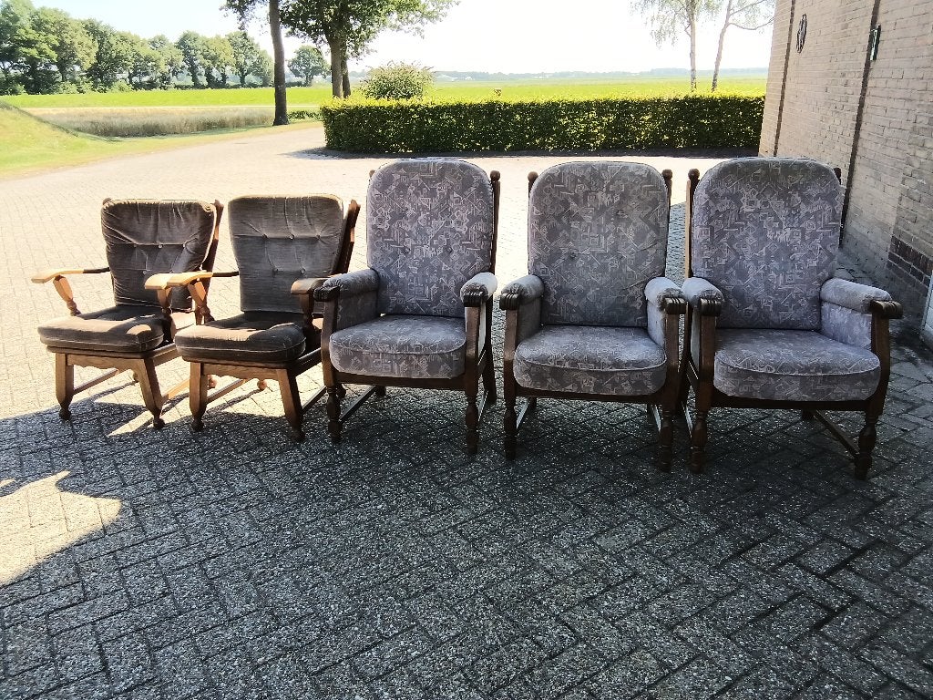 5 Fauteuils, Ophalen, Gebruikt, 75 tot 100 cm, Stof