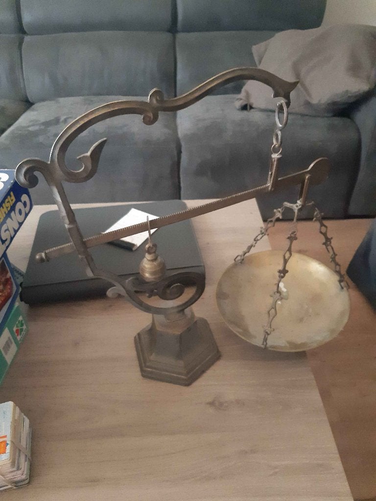 Prachtige Antieke Messing Schuifgewicht Weegschaal (Unster), Ophalen of Verzenden